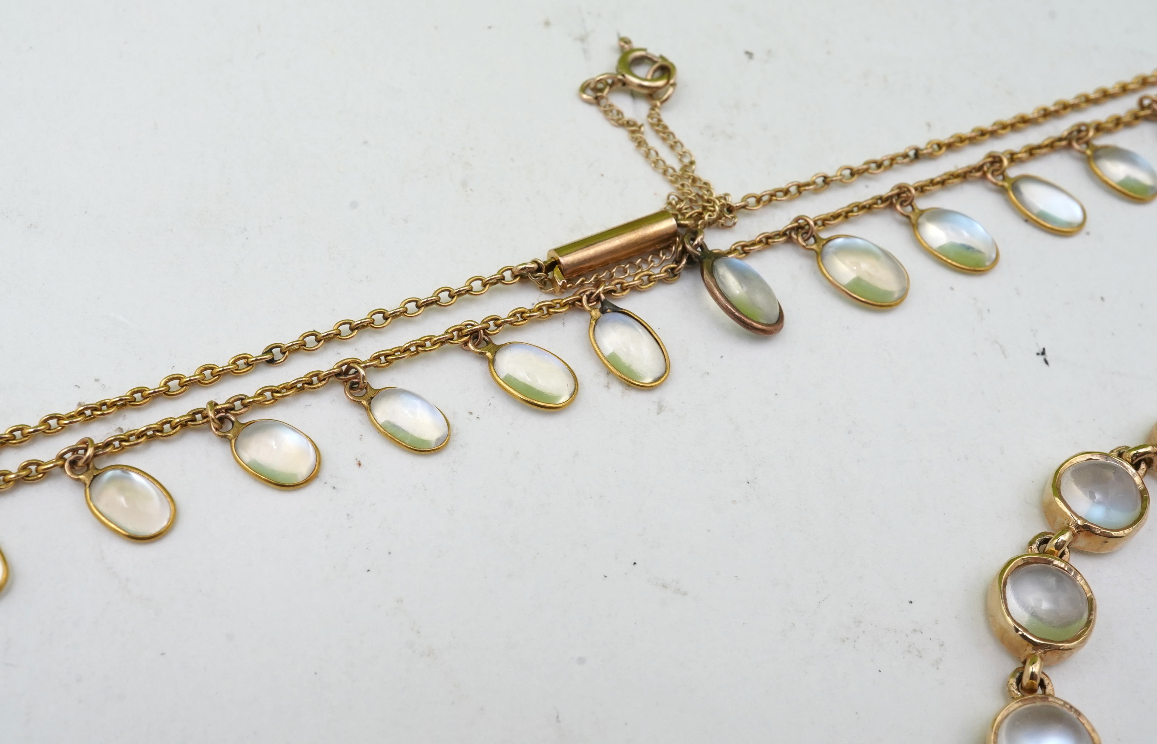 A moonstone necklace and bracelet, 19th century and later